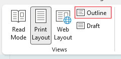 Outline view in Microsoft Word